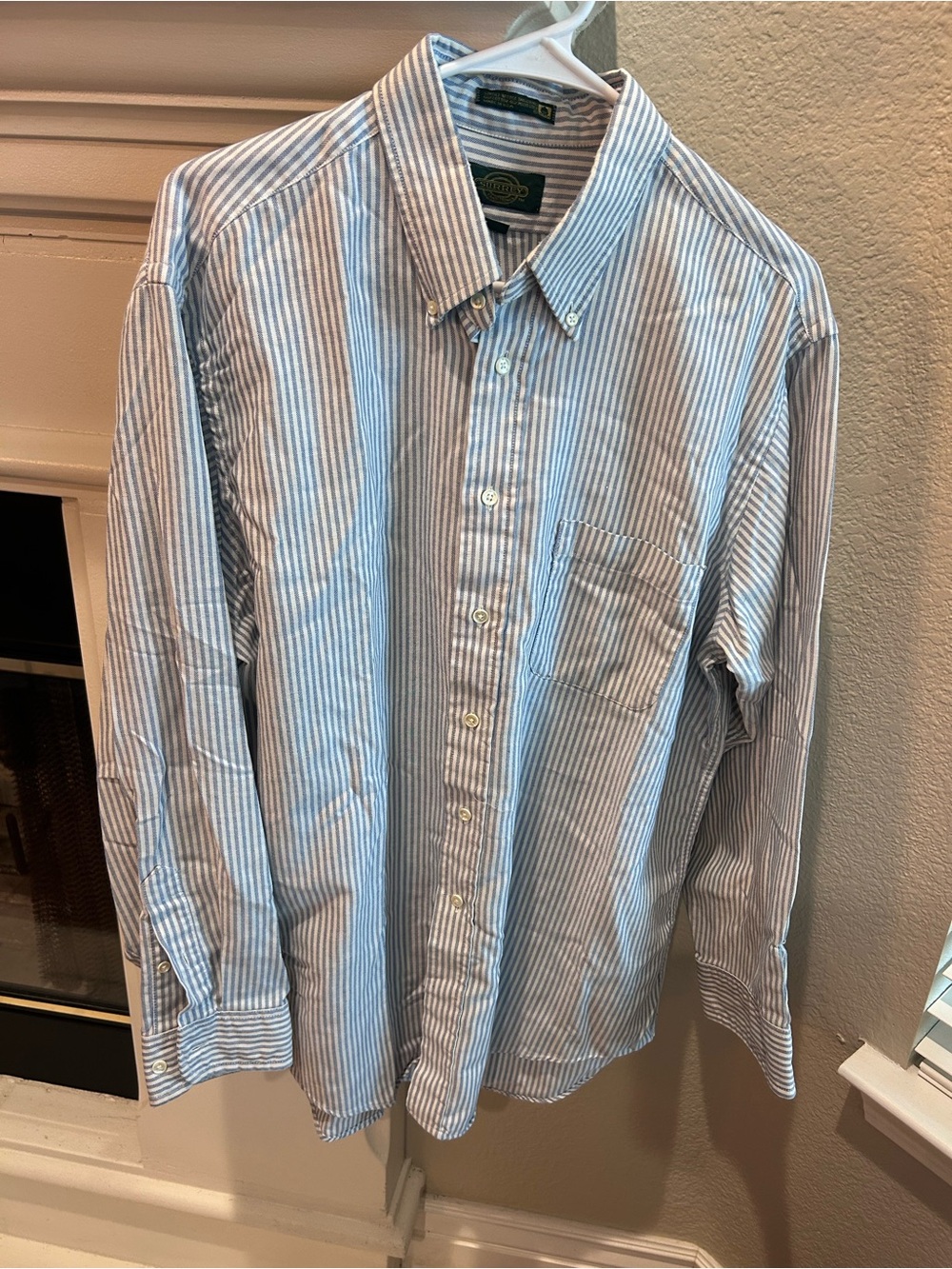 Striped Button-Down Shirt in Light Blue and White by